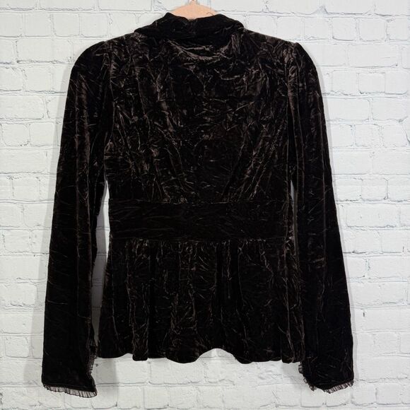 Vintage Y2K Brown Blazer Women Medium Waist Fit Velvet Whimsigoth Coquette Jacke - Picture 2 of 8